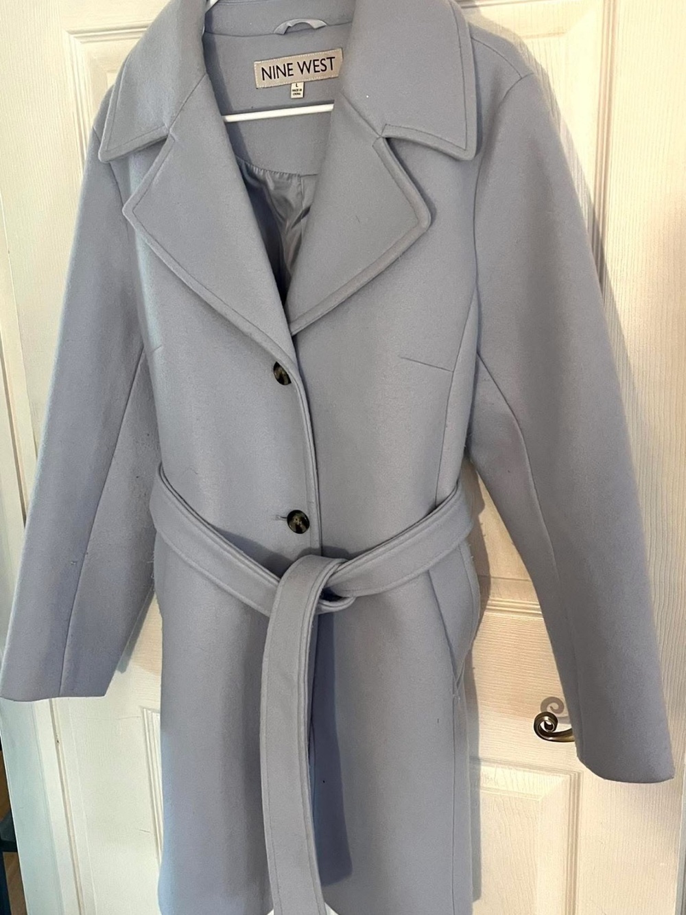 Nine West Light Blue Belted Trench Coat